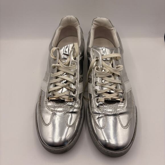 DIOR HOMME Metallic Low Top Sneakers Silver White Sz 42.5/US 9.5 $670 - Picture 5 of 15